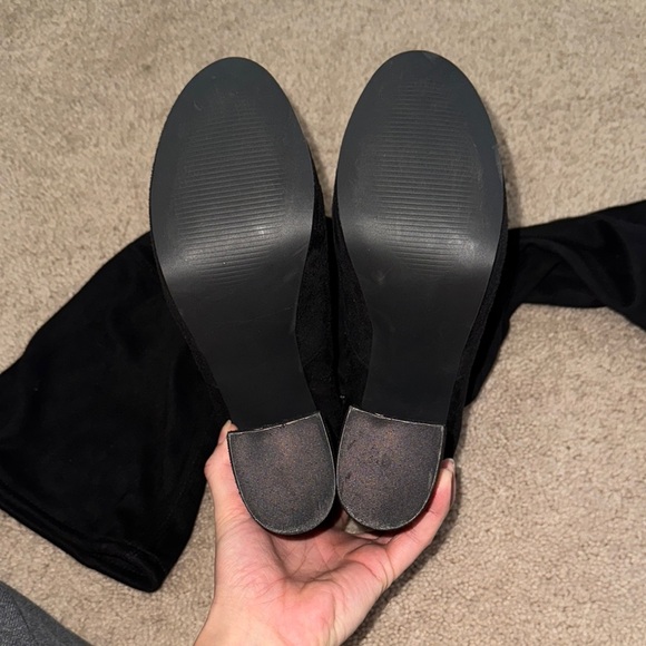 Black Suede Women's Knee-High Boots - Picture 4 of 5